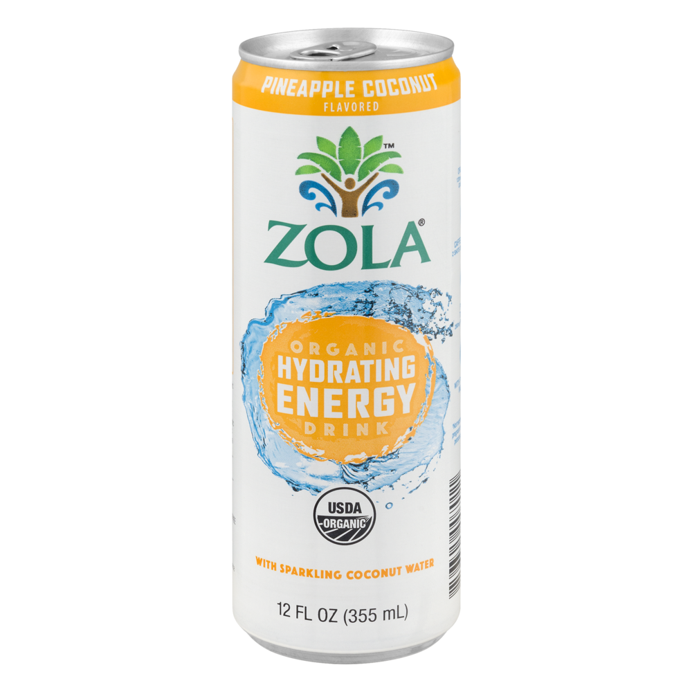 slide 1 of 1, Zola Organic Hydrating Energy Drink - Pineapple Coconut, 12 fl oz