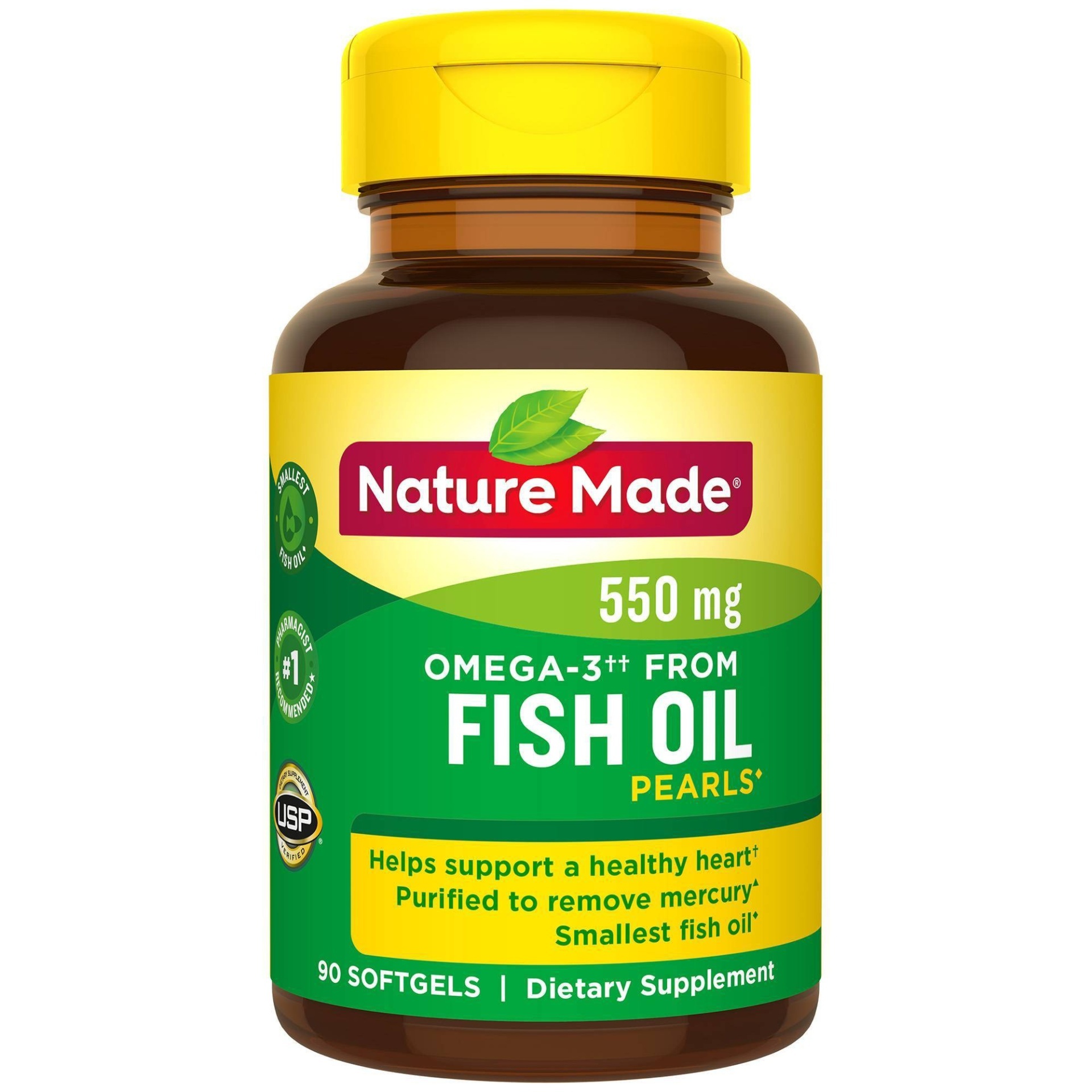 slide 1 of 4, Nature Made Fish Oil Dietary Supplement Pearl Softgels, 90 ct