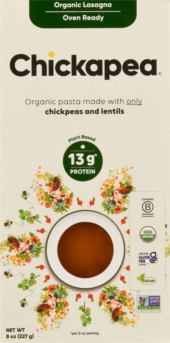 slide 9 of 9, Chickapea Organic Lasagne Chickpea & Lentil Pasta, 