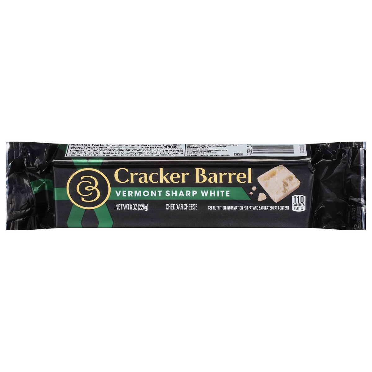 slide 1 of 22, Cracker Barrel Vermont Sharp White Cheddar Cheese Block, 8 oz