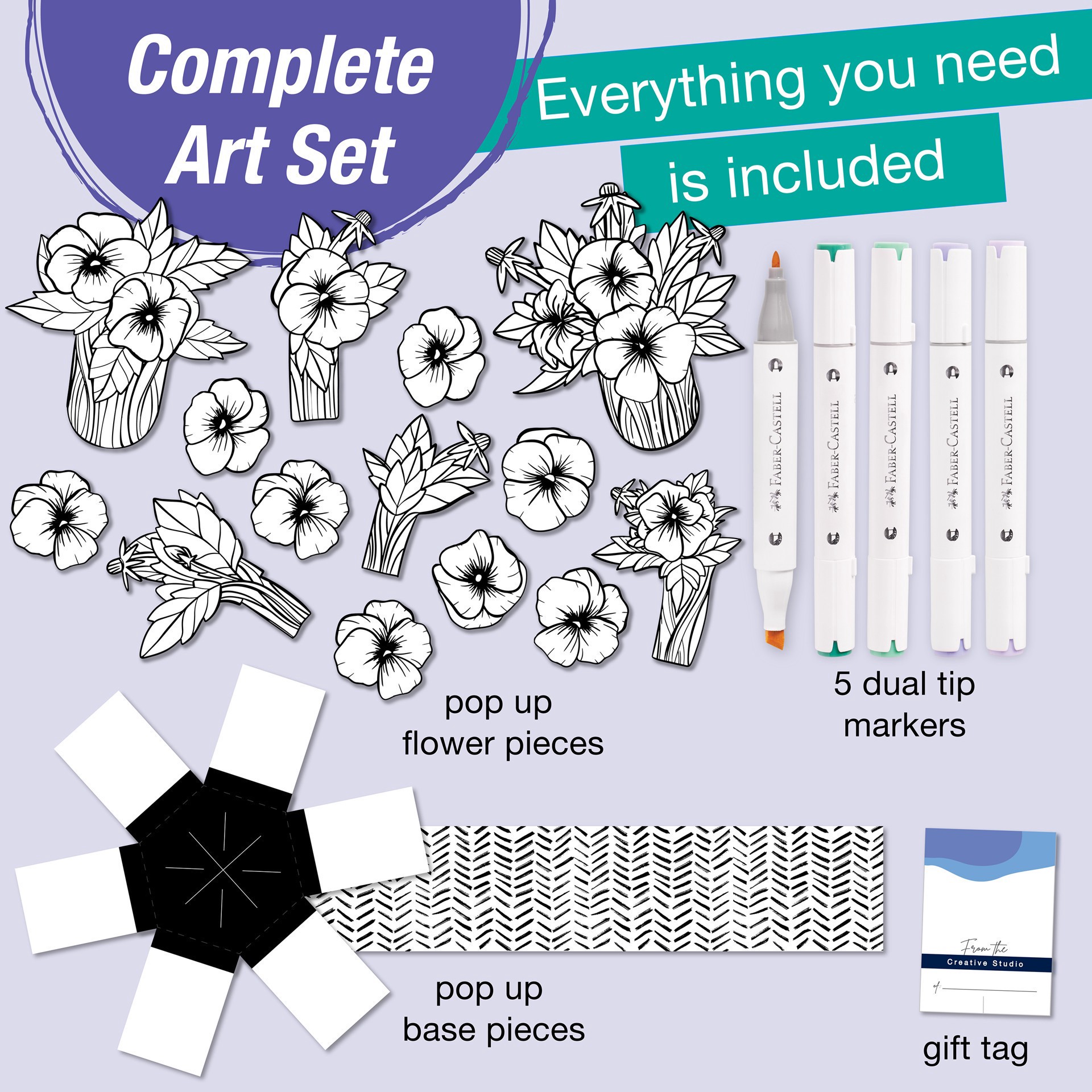 slide 6 of 8, Faber-Castell Pansies Pop Up Coloring Bouquet, 1 ct