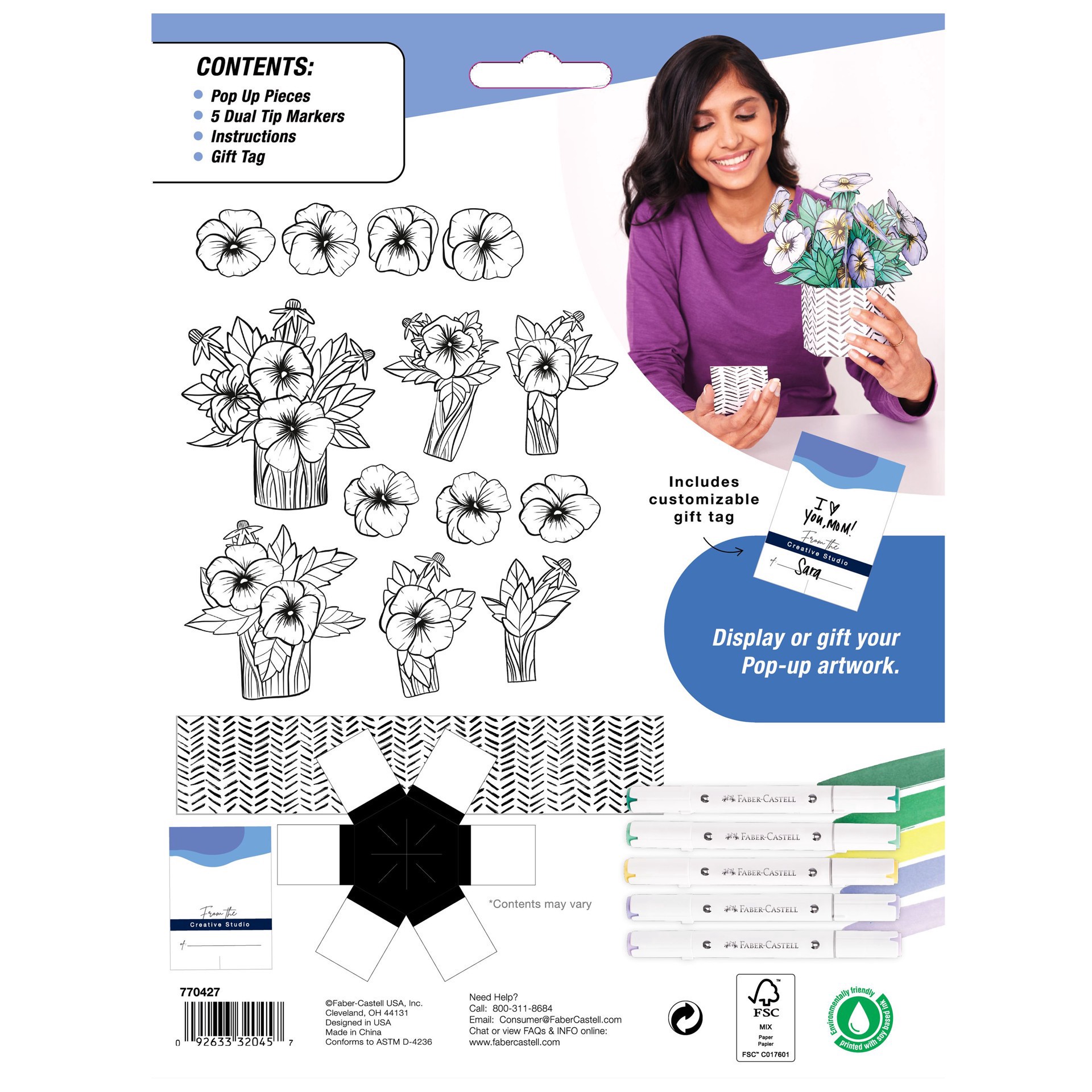 slide 7 of 8, Faber-Castell Pansies Pop Up Coloring Bouquet, 1 ct