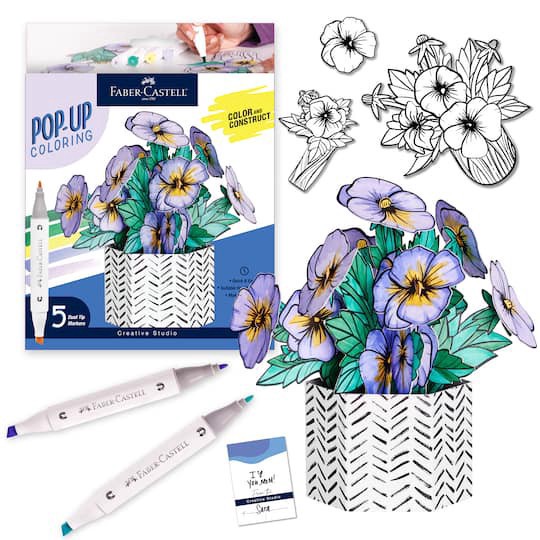 slide 1 of 8, Faber-Castell Pansies Pop Up Coloring Bouquet, 1 ct