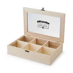 Kamenstein Copco Wooden Tea Box with Window and Latch