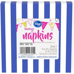 Kroger Entertainment Essentials Simple Stripe Beverage Napkins - Blue