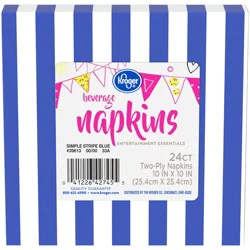 Kroger Entertainment Essentials Simple Stripe Beverage Napkins - Blue
