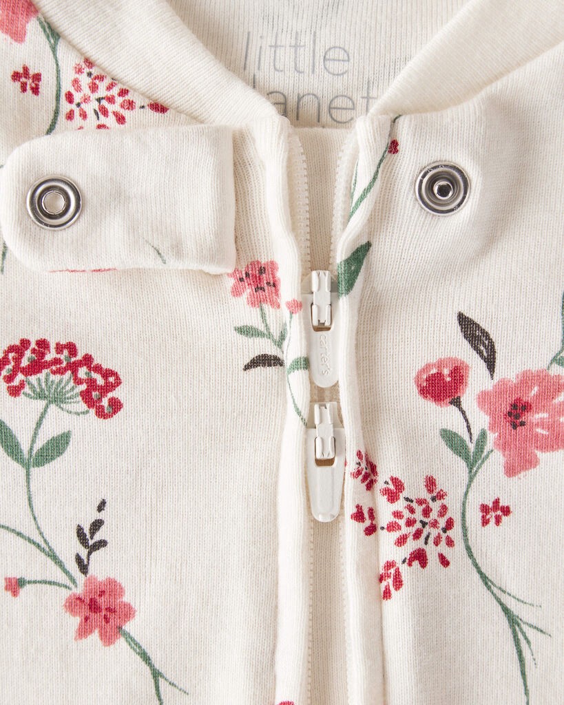 slide 4 of 4, Littleplanet Baby Organic Cotton Sleep & Play Pajamas in Rosethorn Hollow Print Rosethorn Hollow 3M, 1 ct