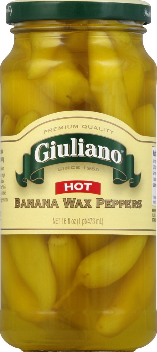 slide 2 of 2, Giuliano Hot Banana Wax Peppers, 16 oz