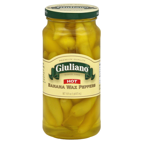 slide 1 of 2, Giuliano Hot Banana Wax Peppers, 16 oz