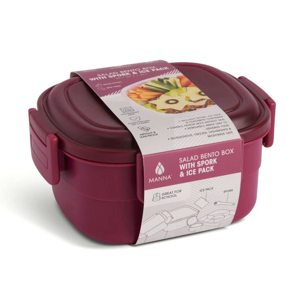 slide 2 of 3, Core Home Manna Salad Bento Box - Rasberry, 1 ct