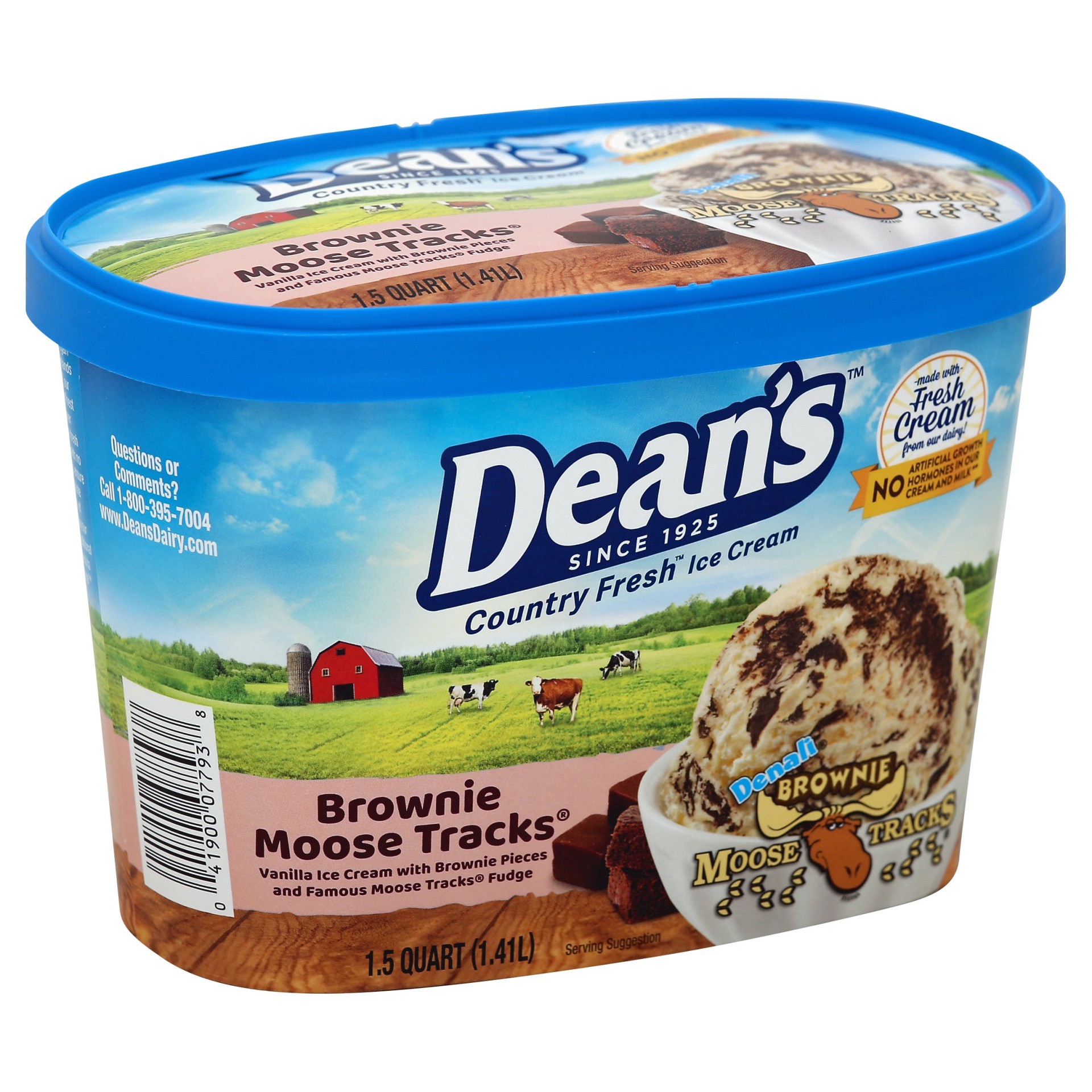 slide 1 of 4, Dean's Ice Cream Brownie Moose Tracks, 48 fl oz