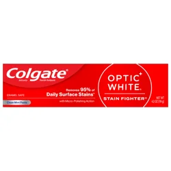 Colgate Optic White Stain Fighter Teeth Whitening Toothpaste, Clean Mint Paste