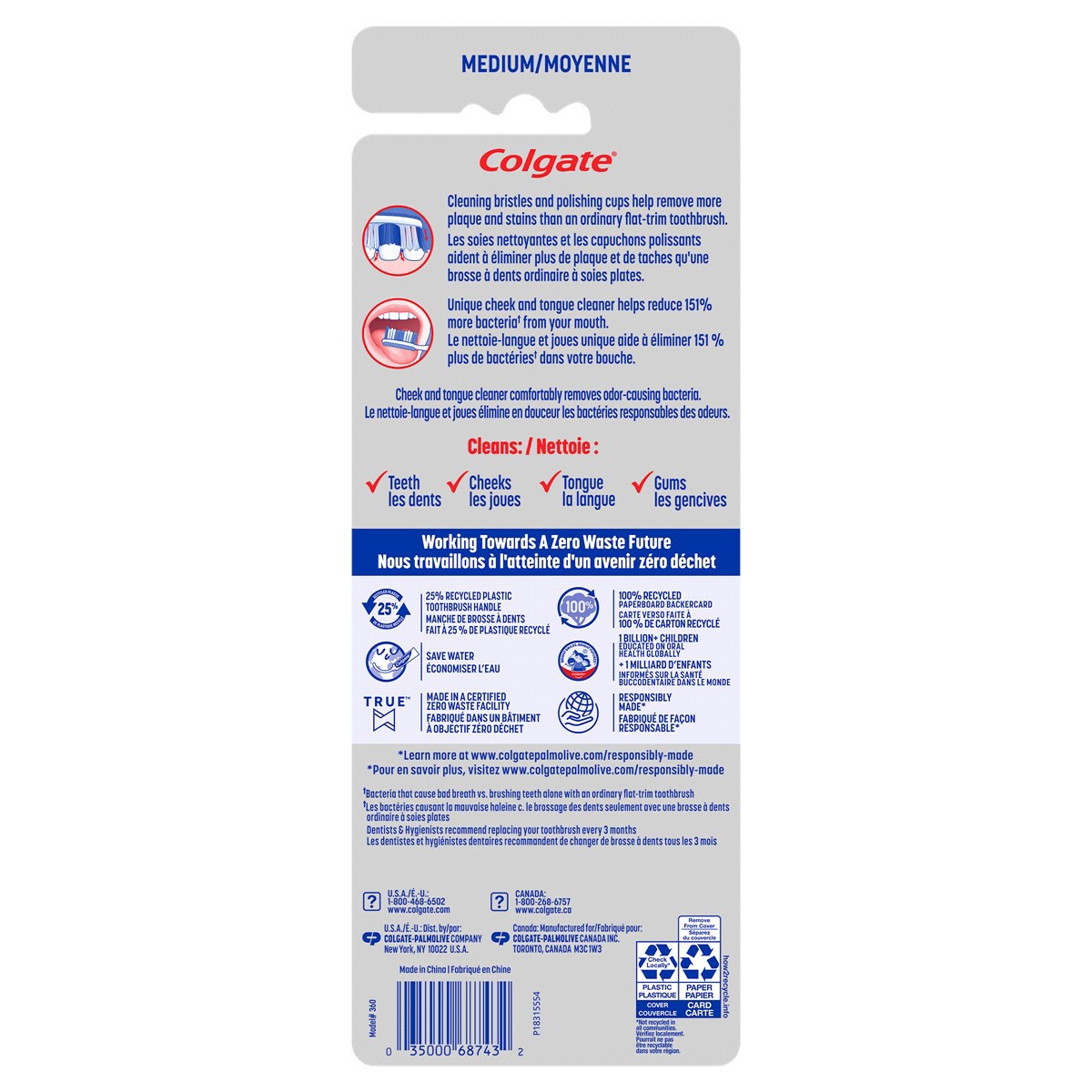 slide 5 of 29, Colgate 360 Whole mouth Clean Medium toothbrush for adults, 4pk, 4 ct