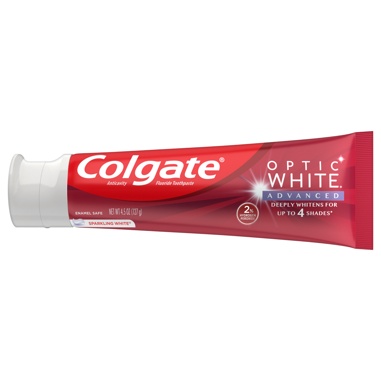 slide 4 of 7, Colgate Optic White Advanced Teeth Whitening Toothpaste, Sparkling White, 4.5 Oz, 4.5 oz
