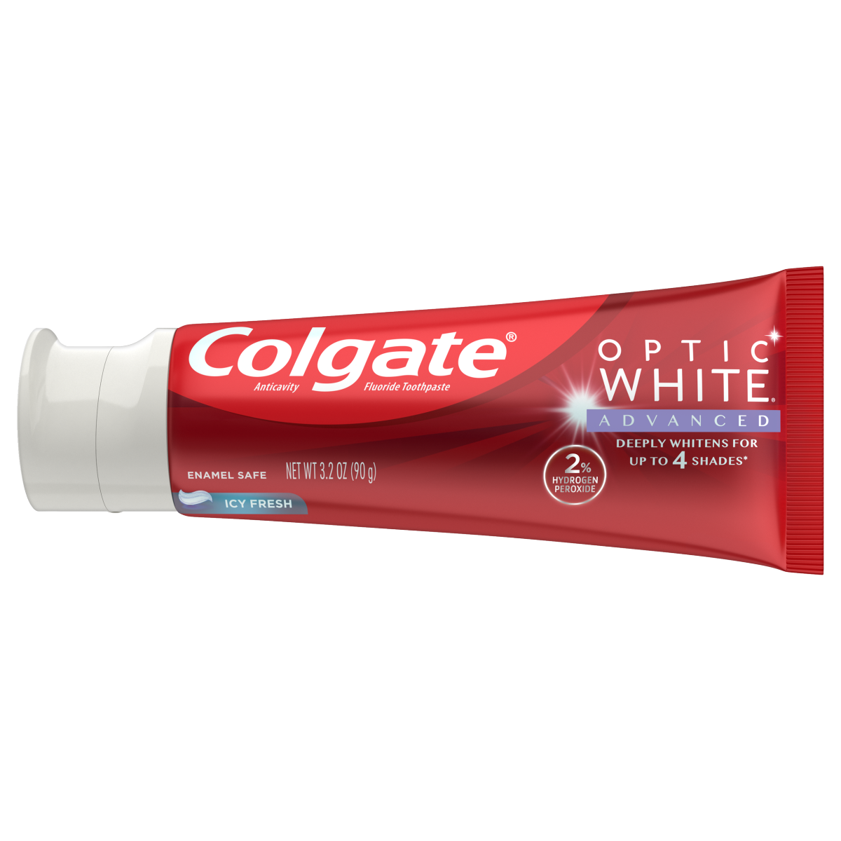 slide 2 of 29, Colgate Optic White Advanced Teeth Whitening Toothpaste, Icy Fresh, 3.2 Oz, 2 Pk., 6.4 oz