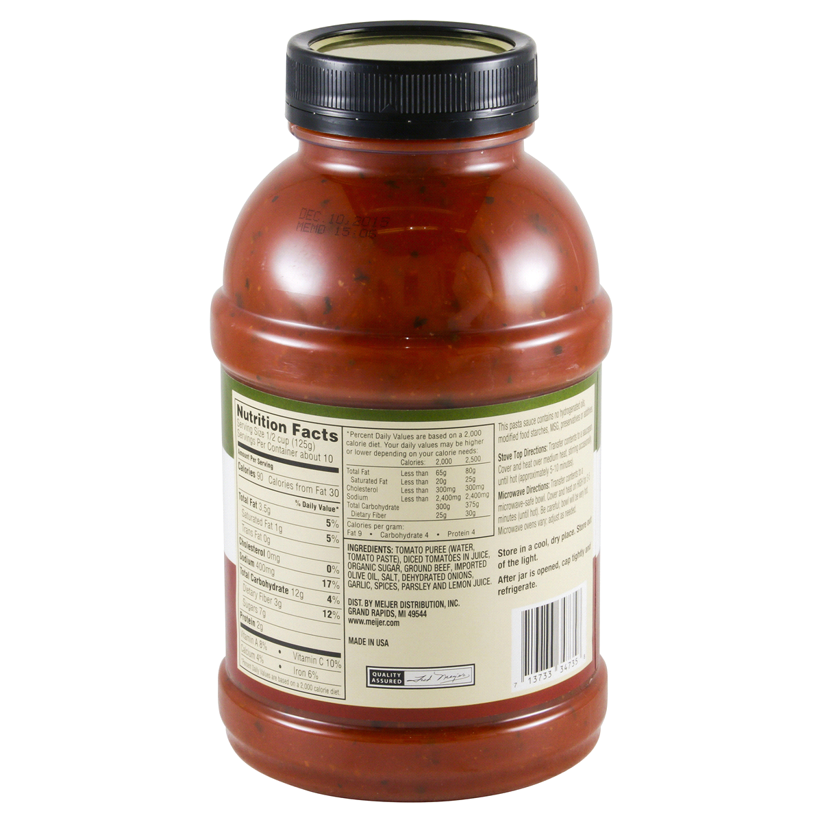 slide 4 of 4, Meijer Pasta Sauce Flavored with Meat, 45 oz