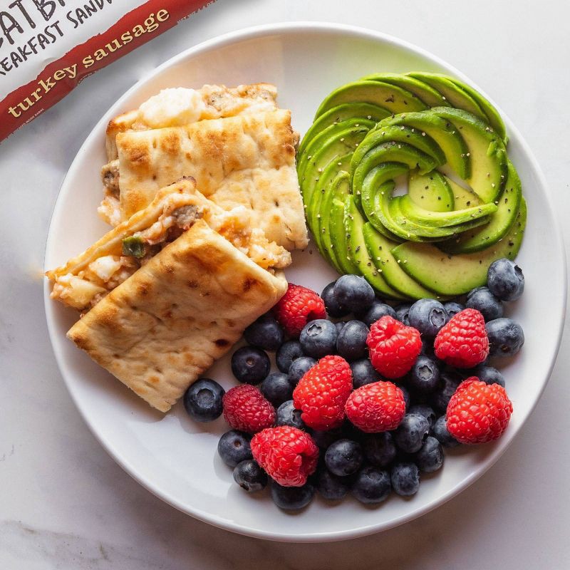 slide 3 of 5, Good Food Made Simple Frozen Turkey Sausage Flatbread Breakfast Sandwich - 4.4oz, 4.4 oz