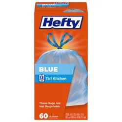 Hefty Blue Kitchen Tall Drawstring Trash Bags - 13 Gallon, 60 Count