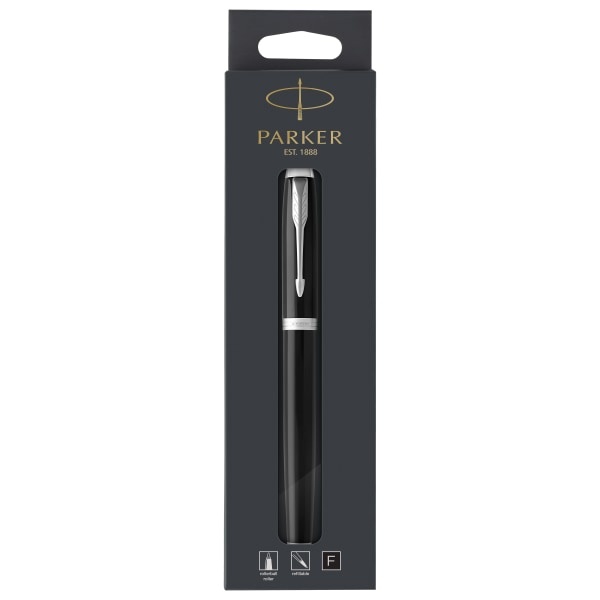 slide 1 of 1, Parker Im Rollerball Pen, Fine Point, 0.5 Mm, Black/Chrome Barrel, Black Ink, 1 ct