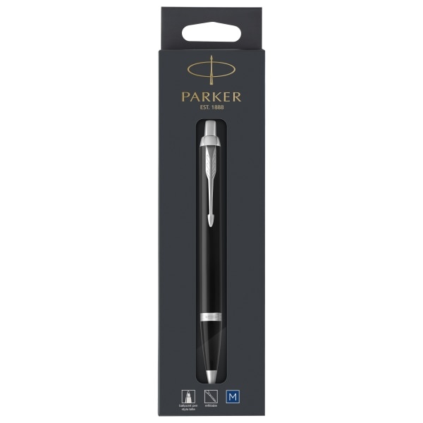 slide 1 of 1, Parker Im Ballpoint Pen, Medium Point, 1.0 Mm, Black/Chrome Barrel, Blue Ink, 1 ct