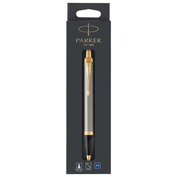 slide 1 of 1, Parker Im Ballpoint Pen, Medium Point, 1.0 Mm, Black/Gold Barrel, Blue Ink, 1 ct