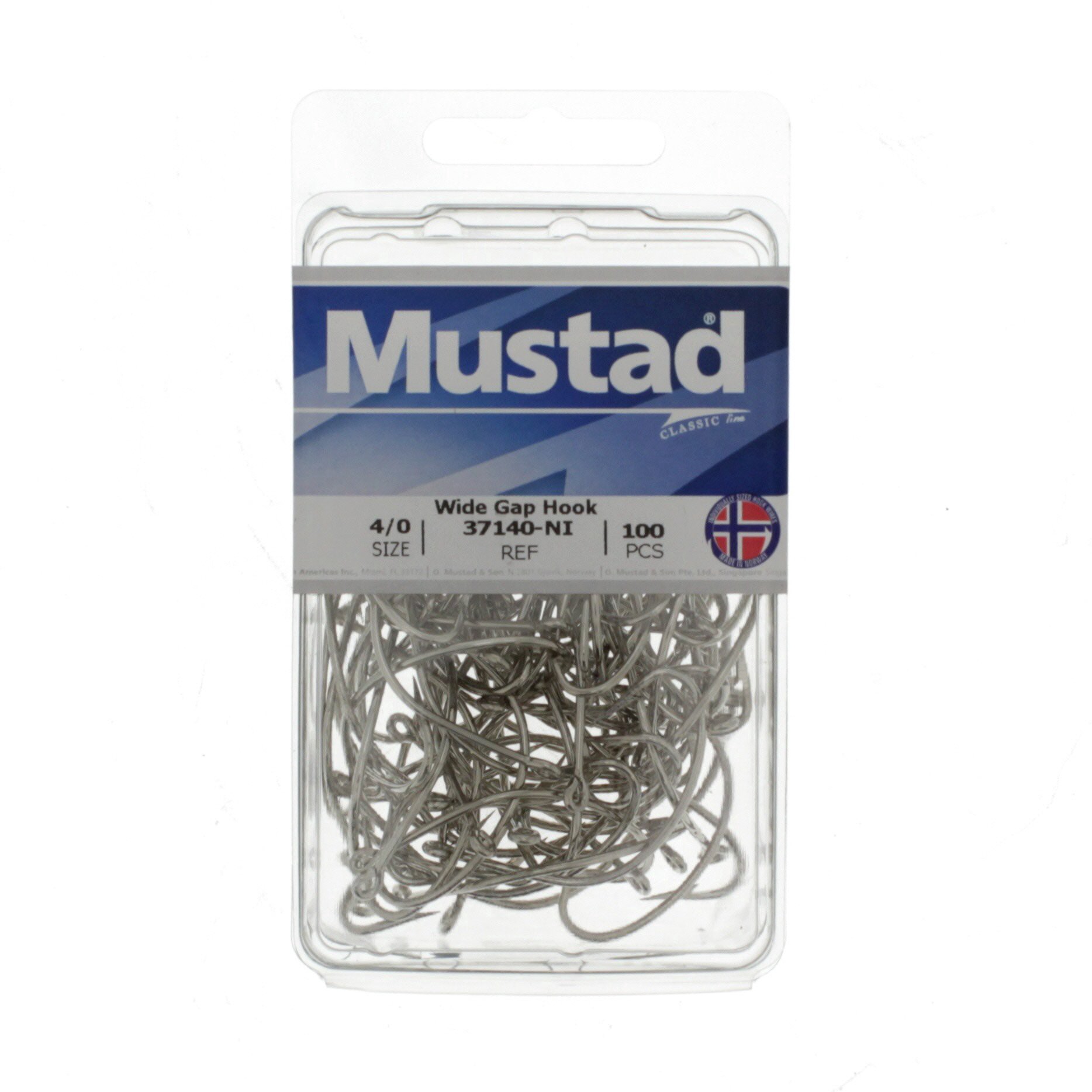 slide 1 of 1, Mustad 4/0 Wide Gap Hook, 100 ct