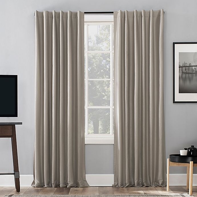 slide 1 of 10, Sun Zero Evelina Back Tab 100% Blackout Window Curtain Panel - Stone, 63 in