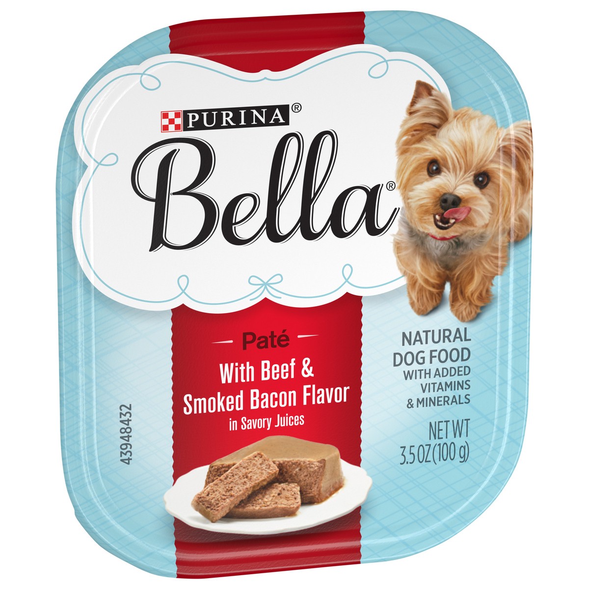 slide 7 of 9, Bella Purina Bella Natural Small Breed Pate Wet Dog Food, With Beef & Smoked Bacon in Savory Juices, 3.5 oz