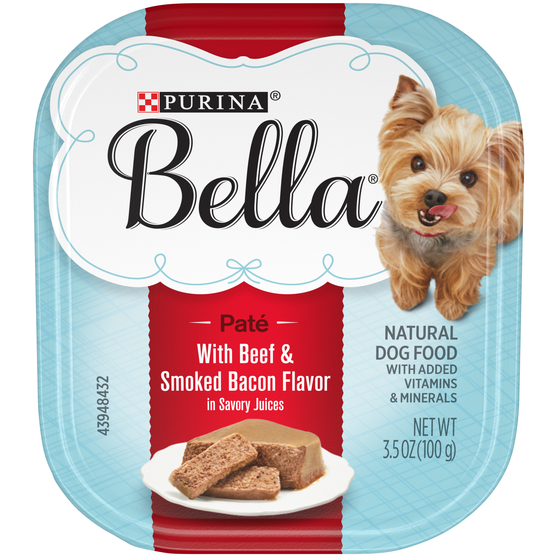 slide 1 of 9, Bella Purina Bella Natural Small Breed Pate Wet Dog Food, With Beef & Smoked Bacon in Savory Juices, 3.5 oz