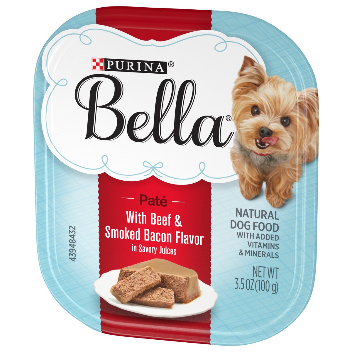 slide 4 of 9, Bella Purina Bella Natural Small Breed Pate Wet Dog Food, With Beef & Smoked Bacon in Savory Juices, 3.5 oz