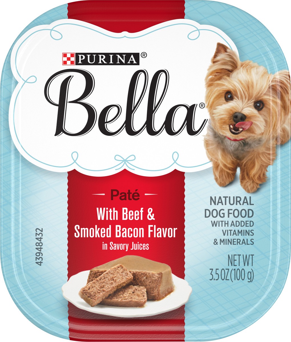 slide 2 of 9, Bella Purina Bella Natural Small Breed Pate Wet Dog Food, With Beef & Smoked Bacon in Savory Juices, 3.5 oz