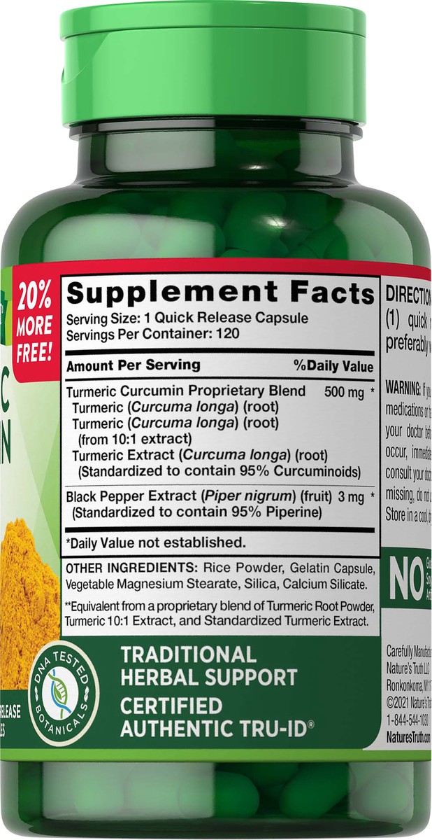 slide 2 of 5, Nature's Truth Turmeric Complex 500 mg plus Black Pepper Extract, 120 ct