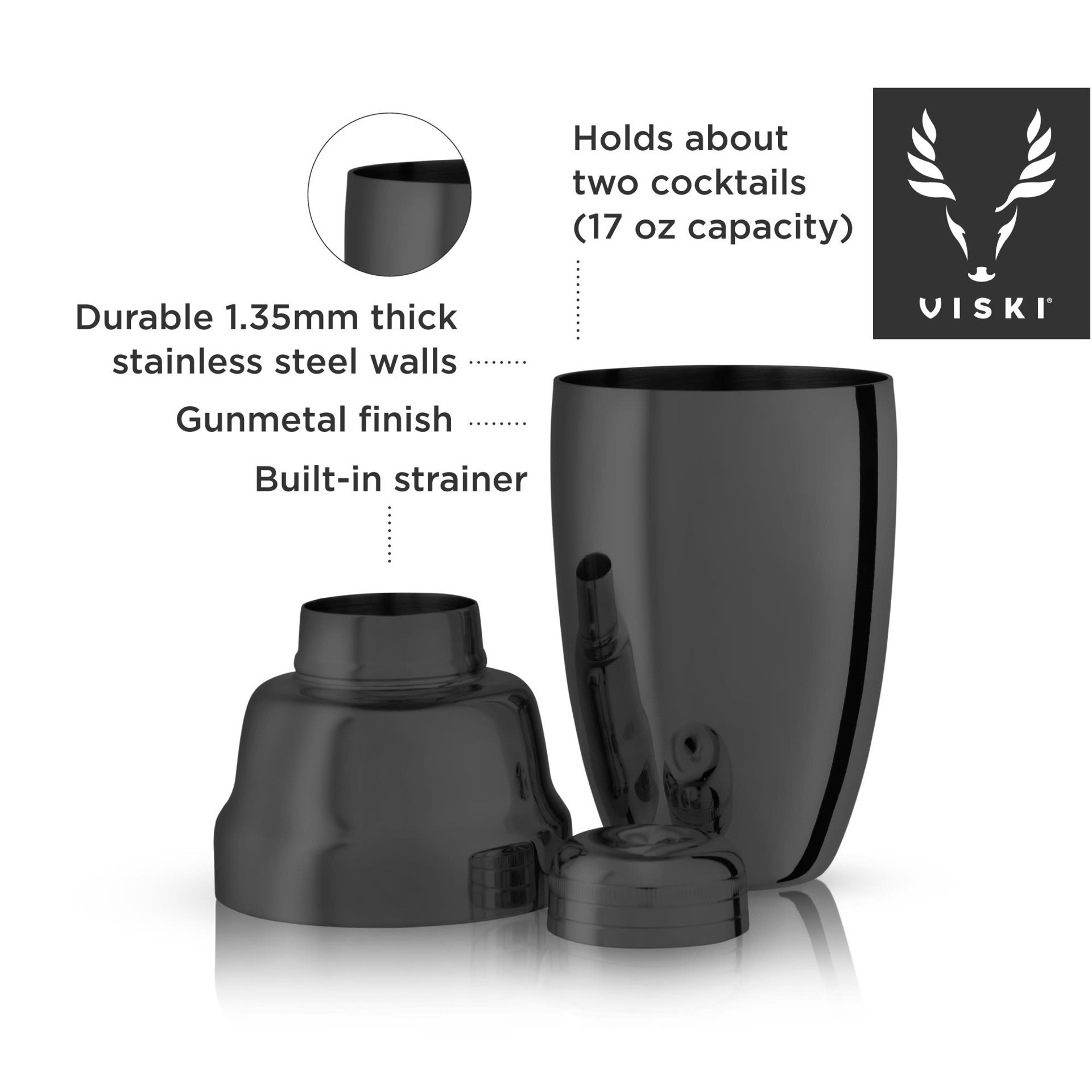 slide 2 of 5, Viski 500 ml Heavyweight Gunmetal Black Plated Cocktail Shaker 1 ea, 1 cnt