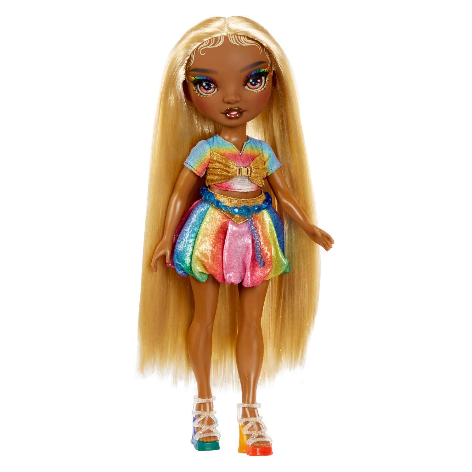 slide 2 of 6, Rainbow High 11" Hair Chalk and Style Meline Rainbow and Gold Doll, 11 in