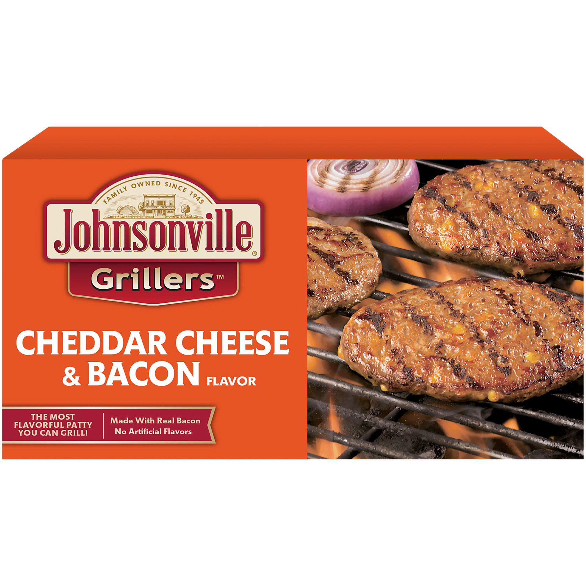slide 2 of 4, Johnsonville Grillers Cheddar Bacon Brat Patties, 24 oz