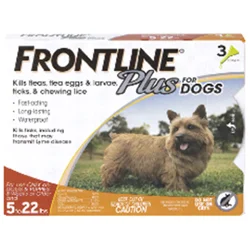 Frontline Plus for Dogs 5 to 22 Lbs Flea and Tick Protection 3 Each
