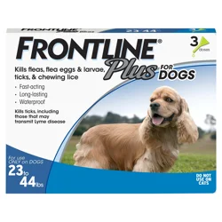 Frontline Plus for Dogs 23 to 44 Lbs Flea and Tick Protection 3 Each