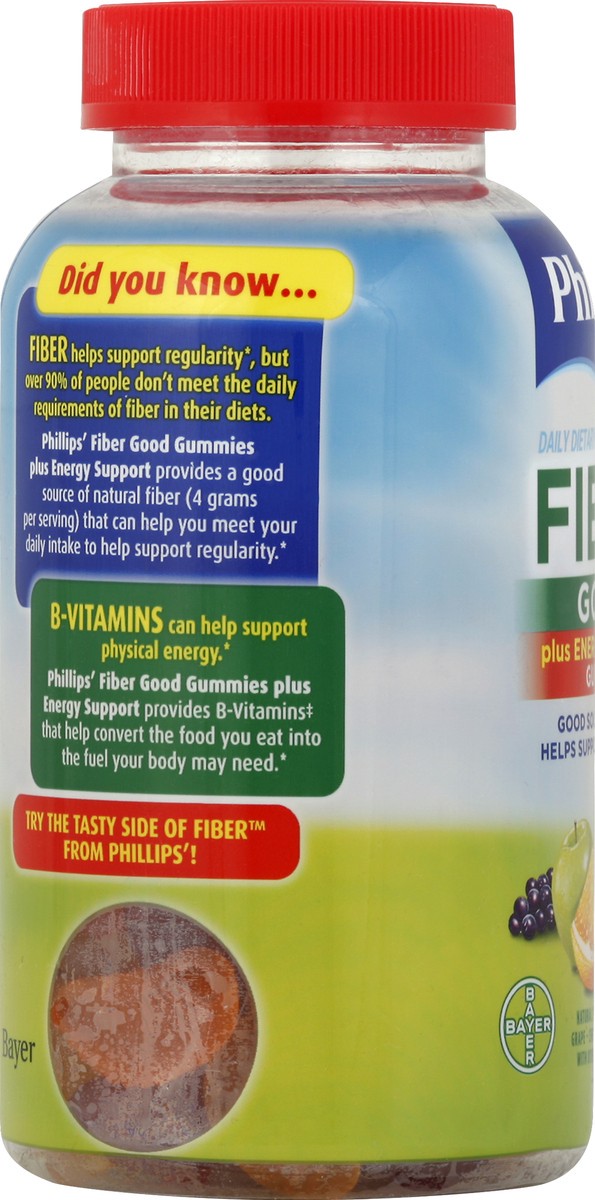 slide 2 of 6, Phillipsa Fiber Good Plus Energy Support Daily Dietary Fiber Supplement Gummies, 80 ct