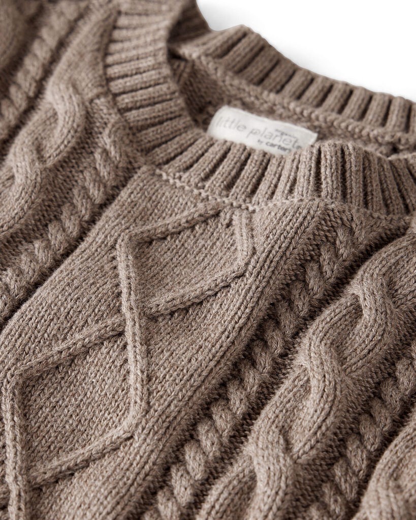 slide 2 of 3, Littleplanet Baby Organic Cotton Cable Knit Sweater Heather Brown 3M, 1 ct