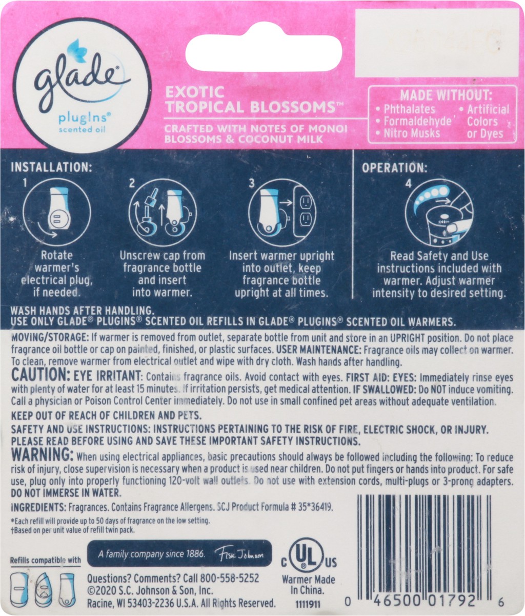 slide 2 of 10, Glade PlugIns Scented Oil Starter kit, Air Freshener, Exotic Tropical Blossoms, 1.34 oz, 0.67 fl oz