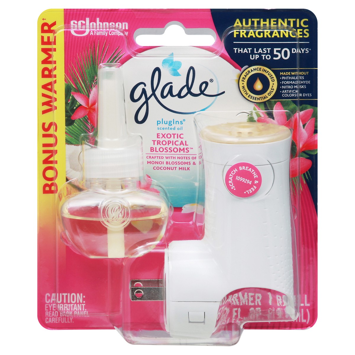 slide 10 of 10, Glade PlugIns Scented Oil Starter kit, Air Freshener, Exotic Tropical Blossoms, 1.34 oz, 0.67 fl oz