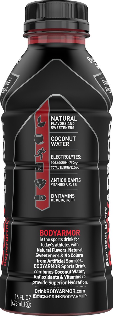 slide 3 of 7, BODYARMOR Superior Hydration Blackout Berry Super Drink - 16 fl oz, 16 fl oz