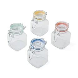 Kamenstein Glass Jar With Clasp, 3 oz, 4 ct