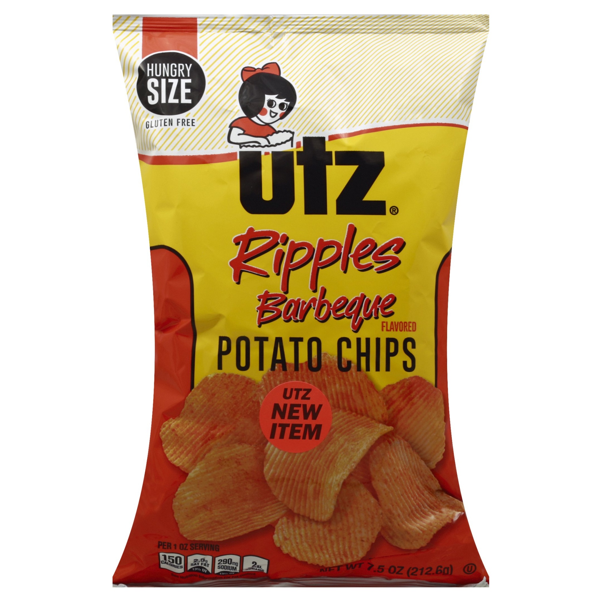 slide 1 of 5, Utz Ripples Barbeque Potato Chips, 7.5 oz