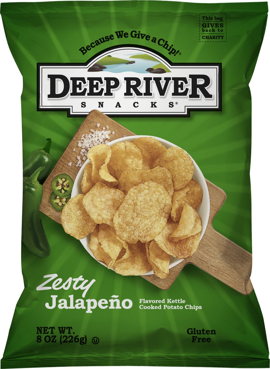 slide 2 of 3, Deep River Snacks Deep River Zesty Jalapeño Kettle Chip, 8 oz