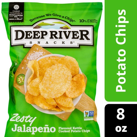 slide 1 of 1, Deep River Snacks Zesty Jalapeno Kettle Chips, 8 oz
