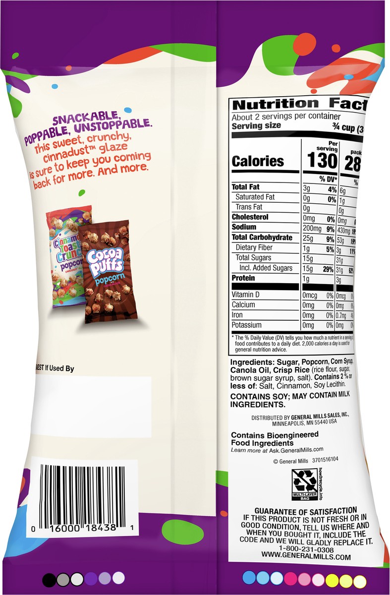 slide 8 of 9, Cinnamon Toast Crunch Popcorn Snack, Cinnadust Glaze, Snack Bag, 2.25 oz, 2.25 oz