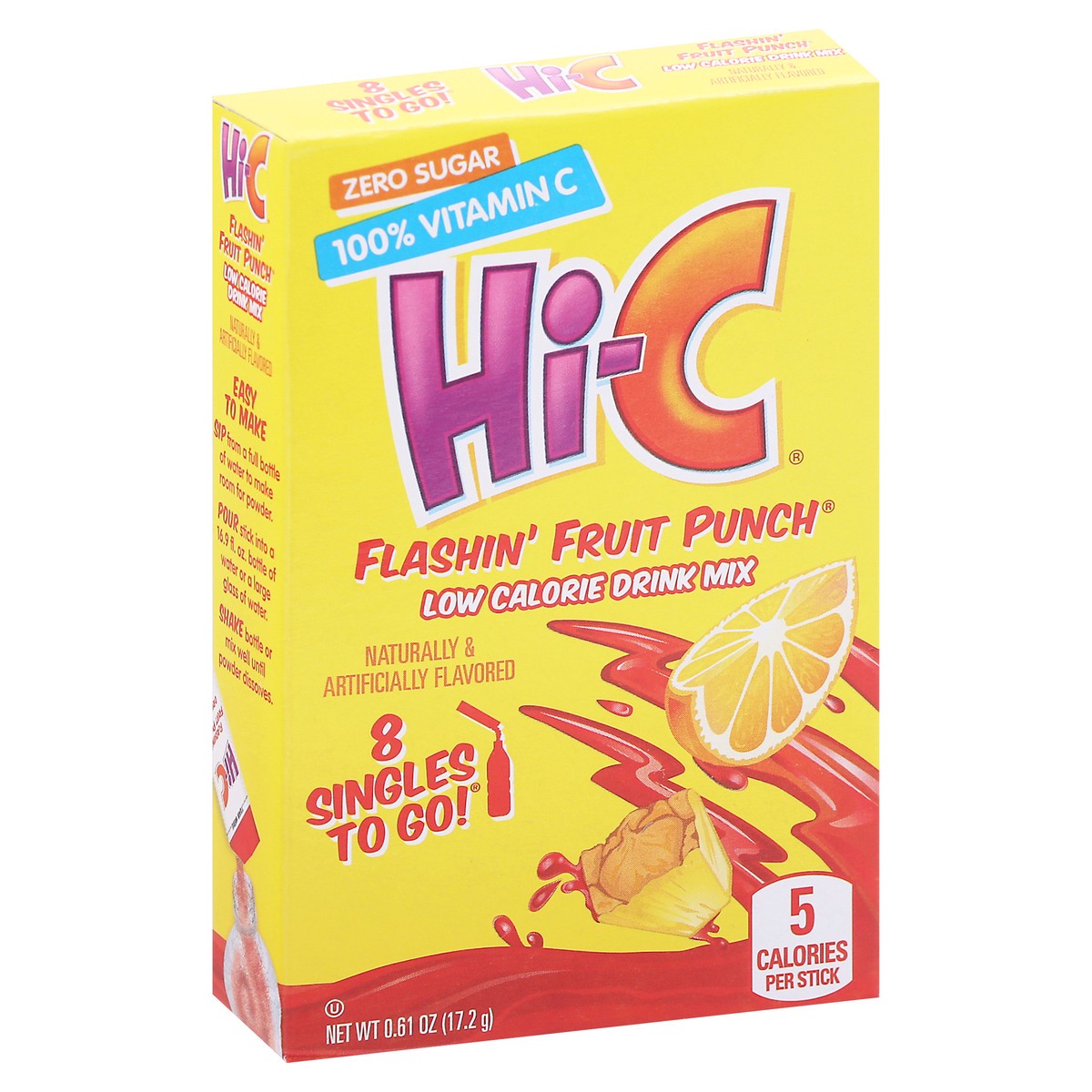 slide 2 of 9, Hi-C Singles to Go! Flashin' Fruit Punch Low Calorie Drink Mix - 8 ct, 8 ct