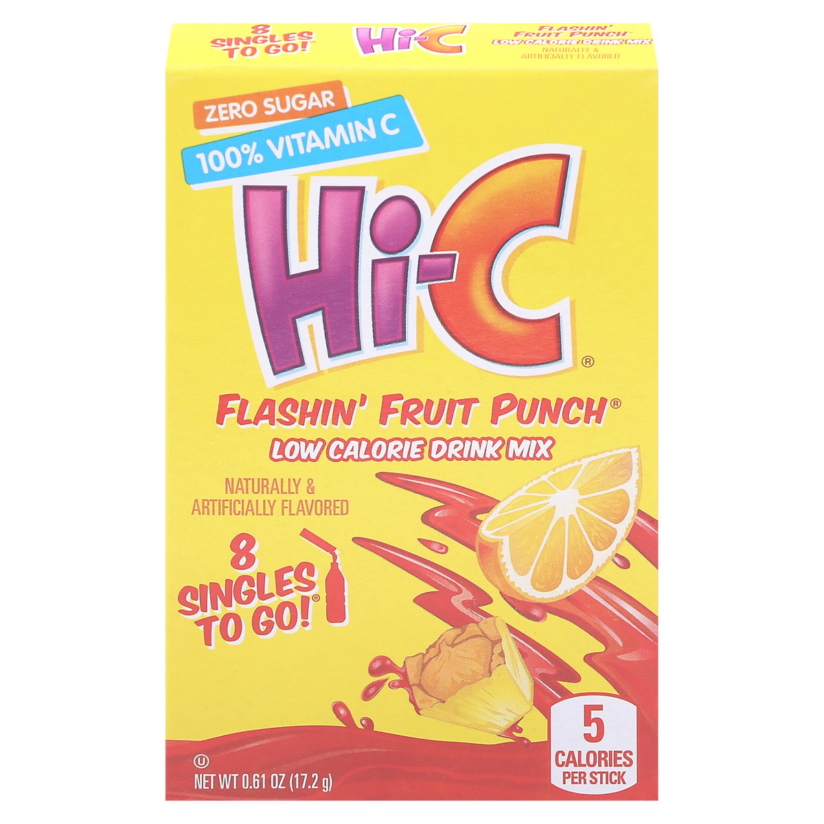 slide 1 of 9, Hi-C Singles to Go! Flashin' Fruit Punch Low Calorie Drink Mix - 8 ct, 8 ct