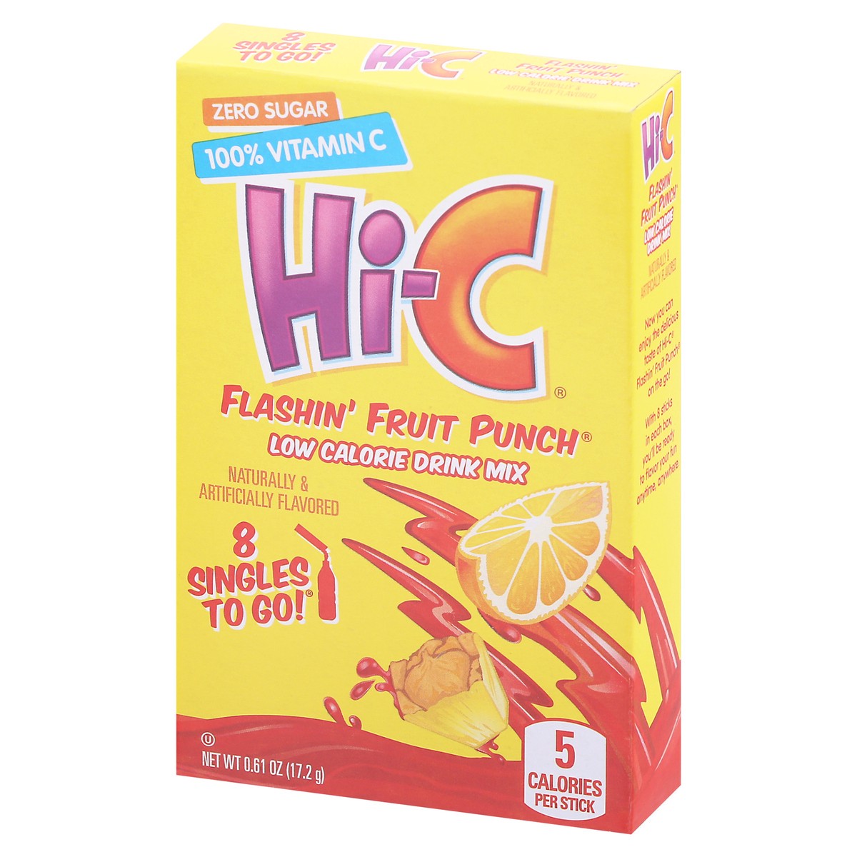 slide 3 of 9, Hi-C Singles to Go! Flashin' Fruit Punch Low Calorie Drink Mix - 8 ct, 8 ct